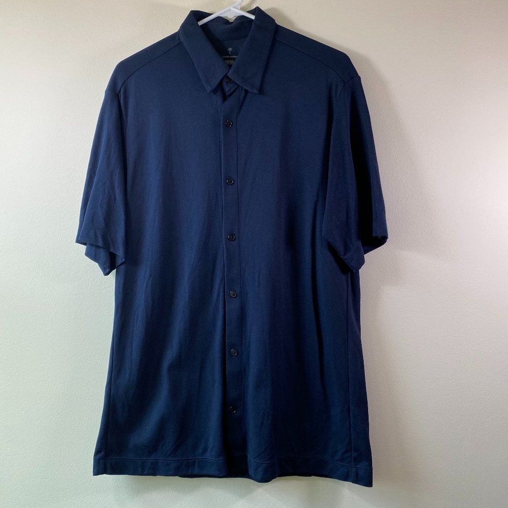 Uniqlo x Tomas Maier AIRism Open Polo Men's Designer Button Shirt in Dark Navy,